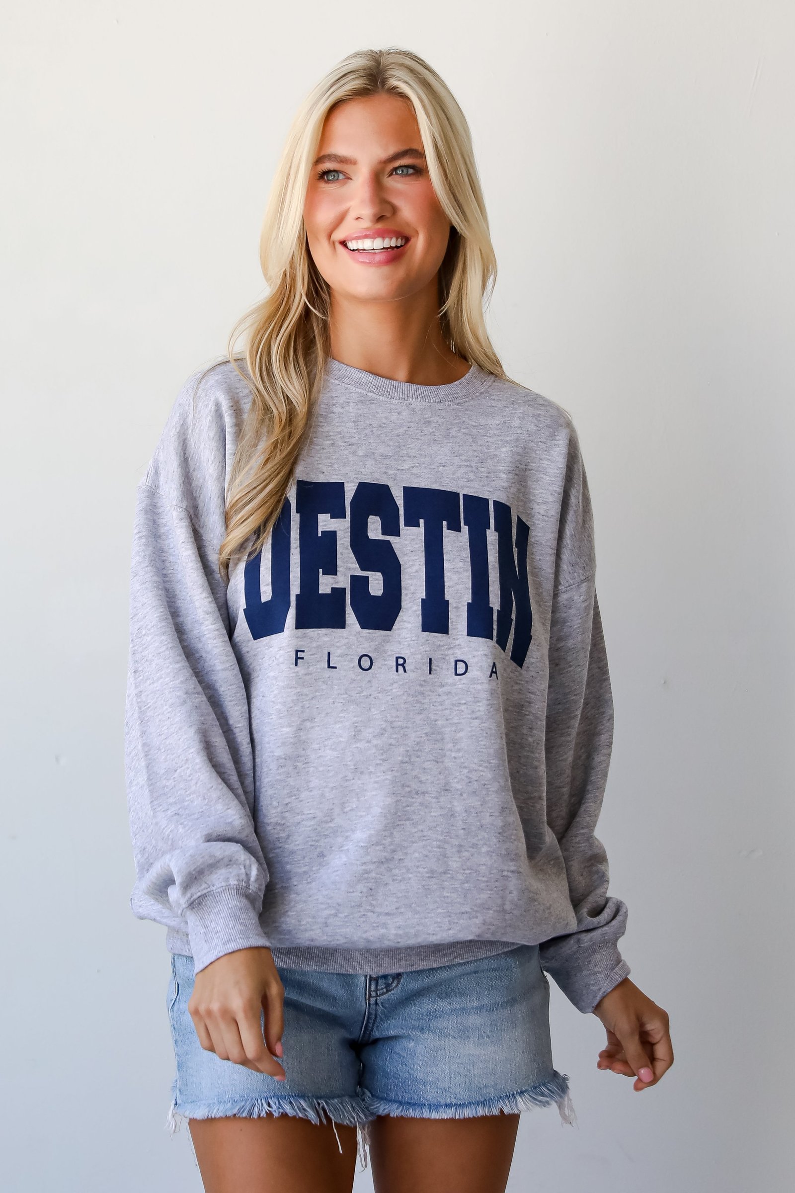 Light Heather Grey Destin Florida Sweatshirt DN3